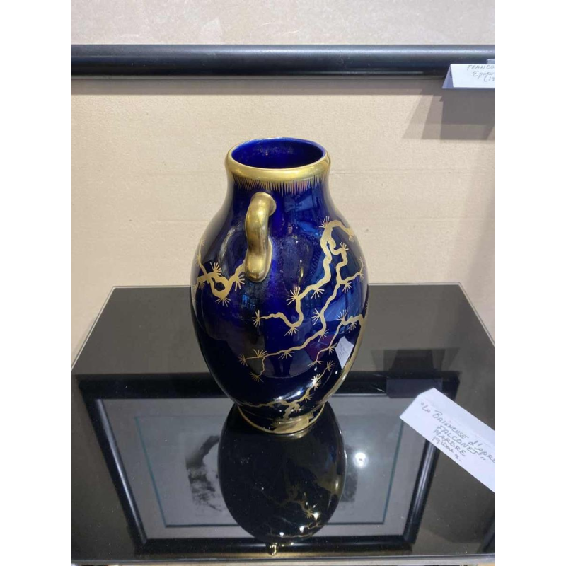 Large ceramic vase signed Gustave Asch 1900 Art Nouveau, Japanese style