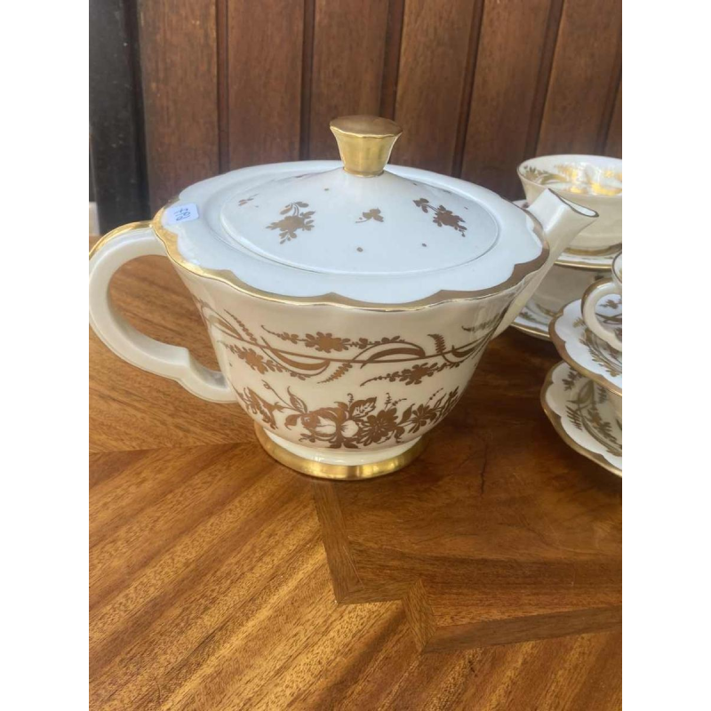 Haviland / Cambet, service à thé en porcelaine, doré à l'or fin, 12 personnes