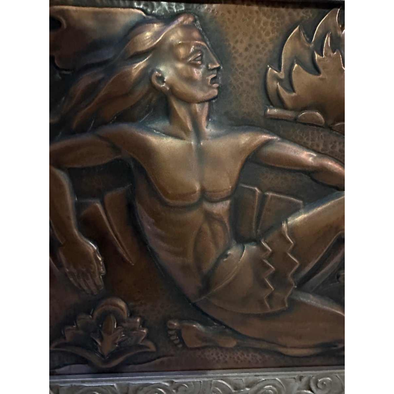 Art Deco embossed copper panel