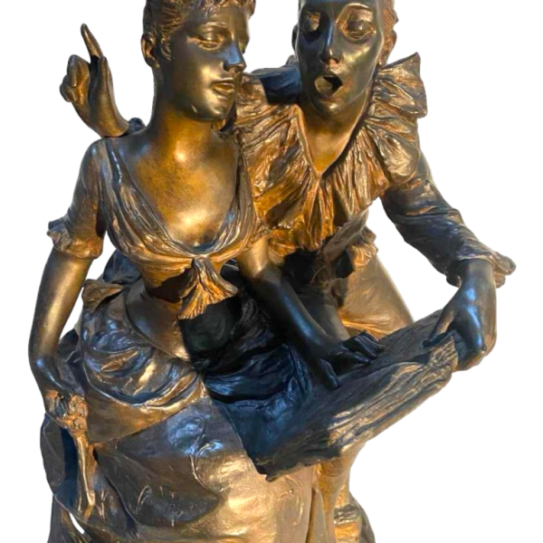 Georges Van Der Straeten "Le Pierrot dragueur" sculptuur, artistiek brons (regule)