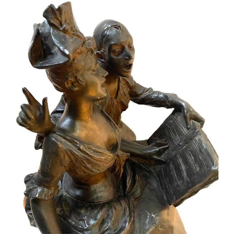 Georges Van Der Straeten "Le Pierrot dragueur" sculpture, artistic bronze (regule)