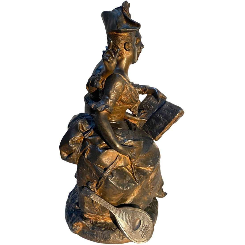 Georges Van Der Straeten "Le Pierrot dragueur" sculpture, artistic bronze (regule)