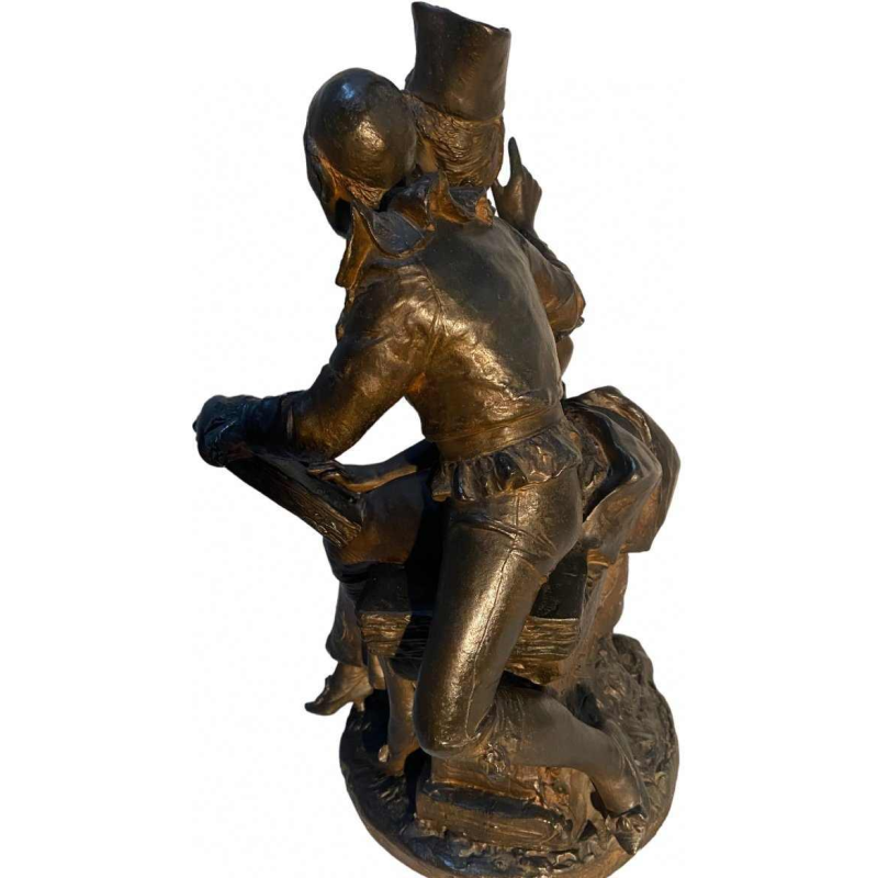 Georges Van Der Straeten "Le Pierrot dragueur" sculpture, artistic bronze (regule)