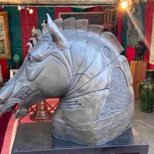 Bronze horse head by Daniel Monic