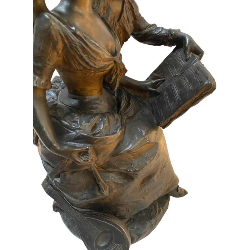 Georges Van Der Straeten "Le Pierrot dragueur" sculpture en régule