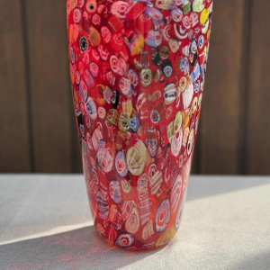 Giulio Radi A.V.E.M Arte Vetraria Muranese, vase en verre rouge Millefiori, ca 1940