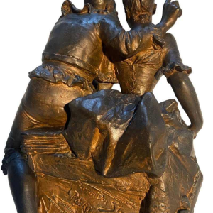 Georges Van Der Straeten "Le Pierrot dragueur" sculpture en régule