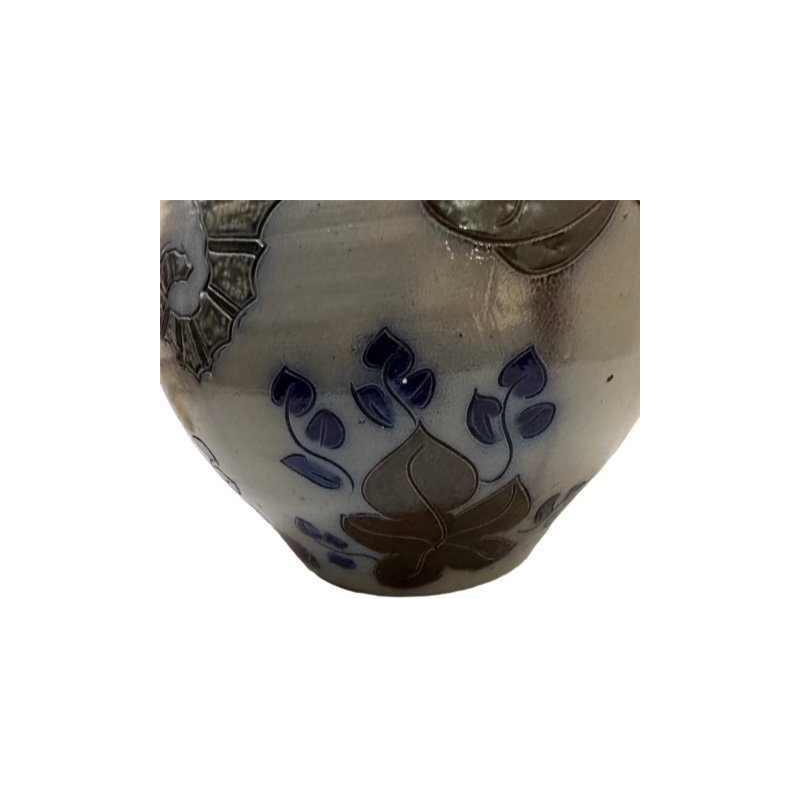 Rare vase en grès de La Roche, période 1950, motifs poissons et hippocampe