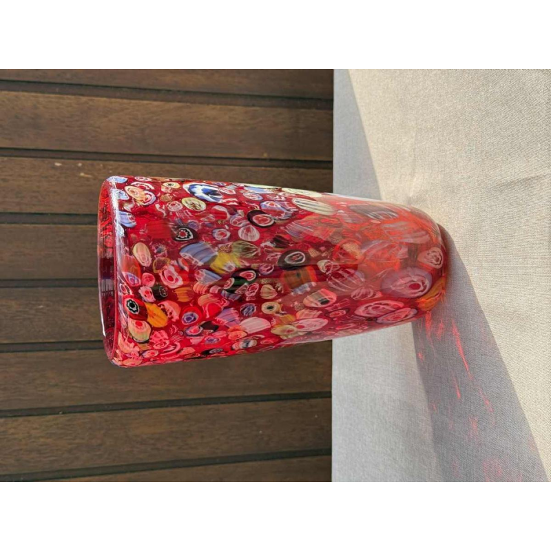 Giulio Radi A.V.E.M Arte Vetraria Muranese, vase en verre rouge Millefiori, ca 1940
