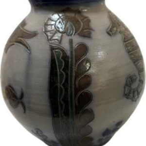 Rare La Roche stoneware vase, 1950s, with fish and seahorse motifs