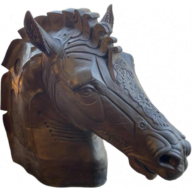 Bronzen paardenhoofd door Daniel Monic