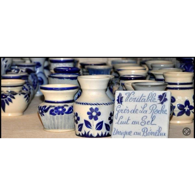 Rare La Roche stoneware vase, 1950s, with fish and seahorse motifs