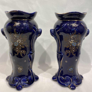 Pair of ceramic vases signed Fives Lille Gustave de Bruyn 1900 Art Nouveau