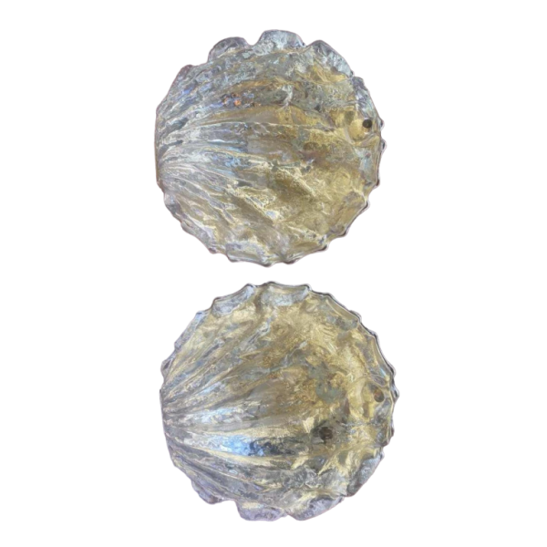 Pair of wall sconces in thick granite glass, 'Coquille' model, 1950s