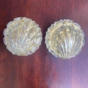 Pair of wall sconces in thick granite glass, 'Coquille' model, 1950s