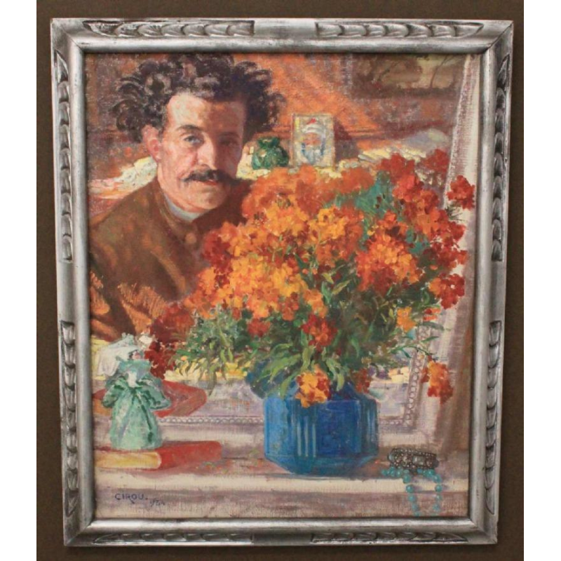 Paul Cirou , oil on canvas " Auto Portrait "