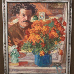 Paul Cirou , huile sur toile " Auto Portrait "