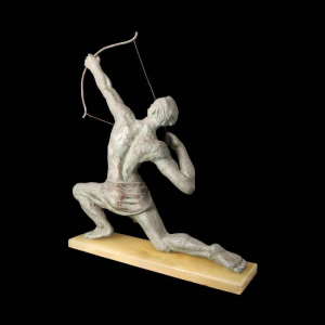Jean de Roncourt "L'archer" sculpture Art Déco en régule, ca 1920