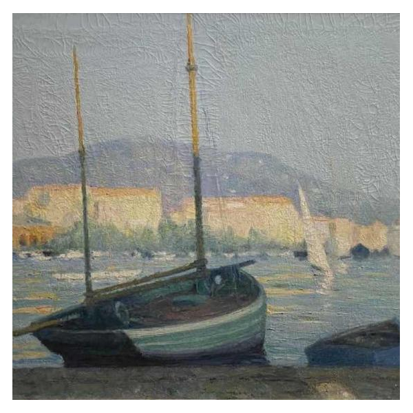 Raymond Thibesart ' Vue de port ', huile sur toile, circa 1930/40