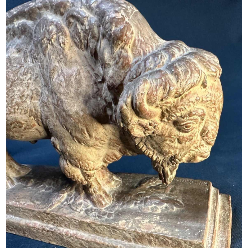 Demeter Chiparus "Bison" terracotta animal sculpture