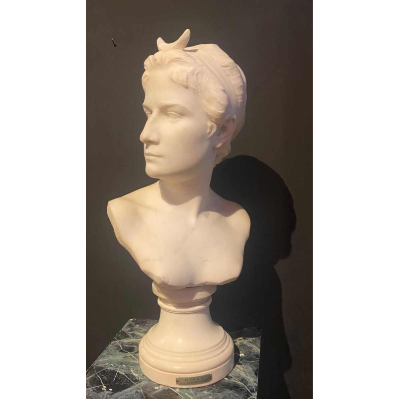 Marble bust of Diana by Alphonse Van Beurden 1896