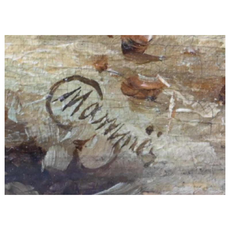 Mammes Charles 'Paysage d'hiver' huile sur panneau, tableau première moitié du 19ème siècle