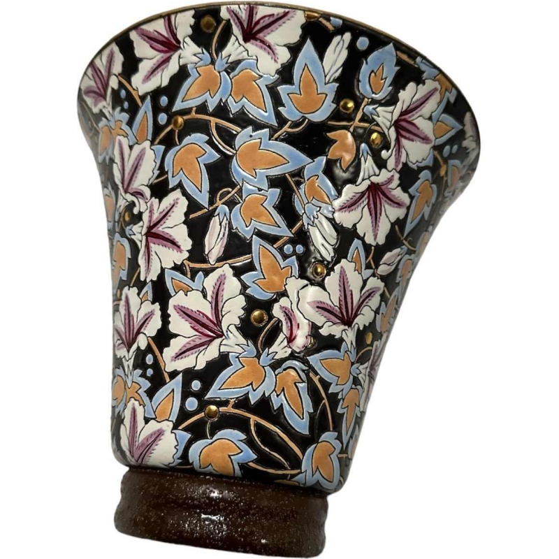 Raymond Chevalier pour Kéramis, Vase cloisonné émaillé Art Déco en céramique