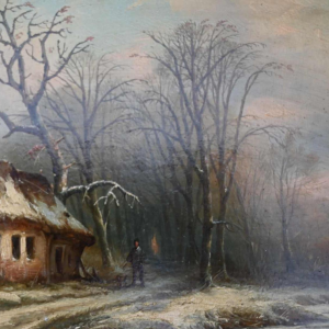 Mammes Charles 'Paysage d'hiver' huile sur panneau, tableau première moitié du 19ème siècle