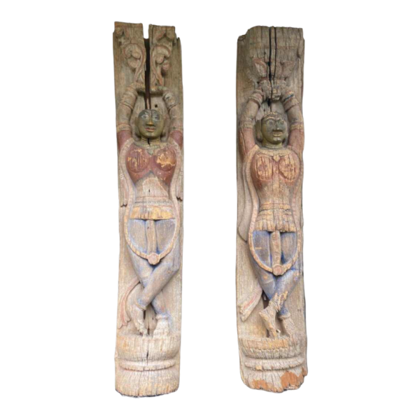 Pair of wooden elements / sculptures, India late 19th century