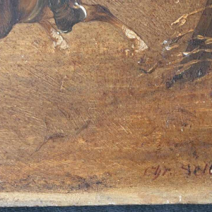 Christian Sell 'Scène militaire équestre allemande' peinture huile sur panneau, XIXe siècle