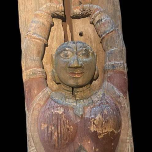 Paire éléments / sculptures en bois, Inde fin 19ème siècle