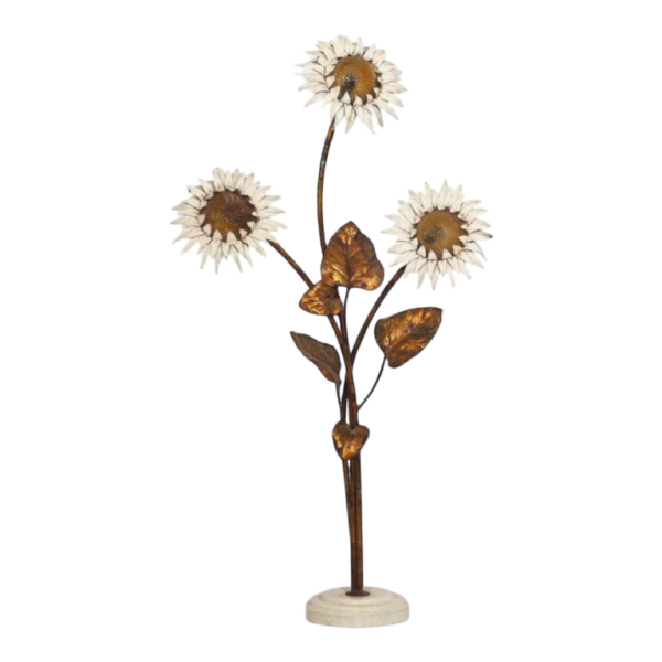 Lampadaire ' Fleurs / Tournesols ' en métal peint, Italie ca 1970