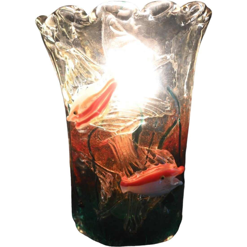 Alfredo Barbini voor Cenedese, paar Murano glazen aquarium vis wandlampen, ca 1950