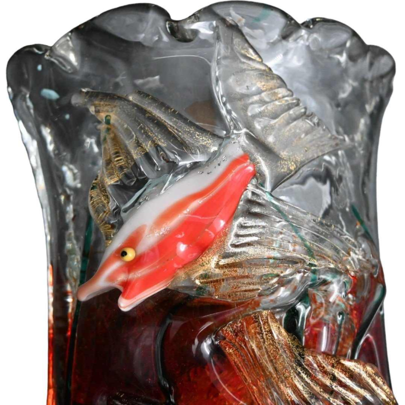 Alfredo Barbini pour Cenedese, paire d'appliques poissons d'aquarium, verre Murano, ca 1950