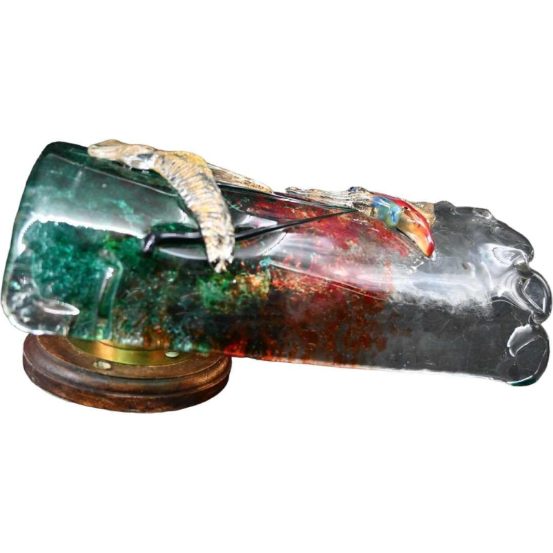 Alfredo Barbini voor Cenedese, paar Murano glazen aquarium vis wandlampen, ca 1950