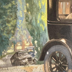 Sterne Stevens, project Ford cars Carrosserie Devaux Bruxelles et Lux, watercolour on paper