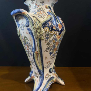 Paire de grands vases céramique faience de Desvres par Jules Verlingue, ca 1900 Art Nouveau
