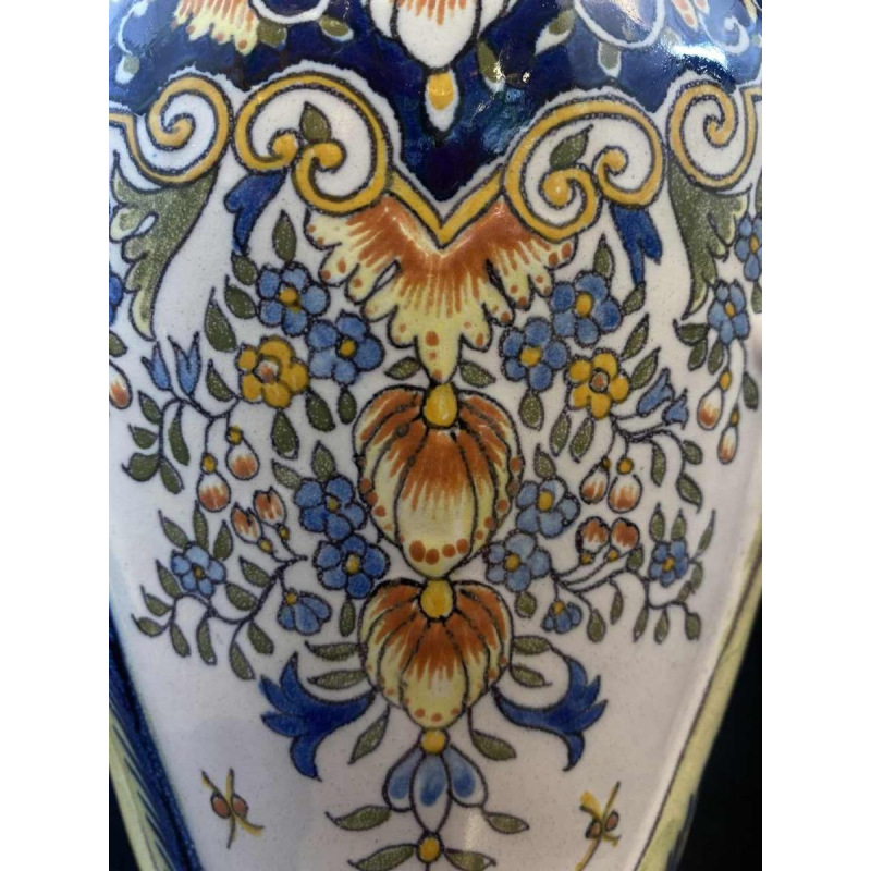 Paar grote aardewerk vazen uit Desvres van Jules Verlingue, ca 1900 Art Nouveau