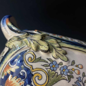 Pair of large earthenware vases from Desvres by Jules Verlingue, ca 1900 Art Nouveau