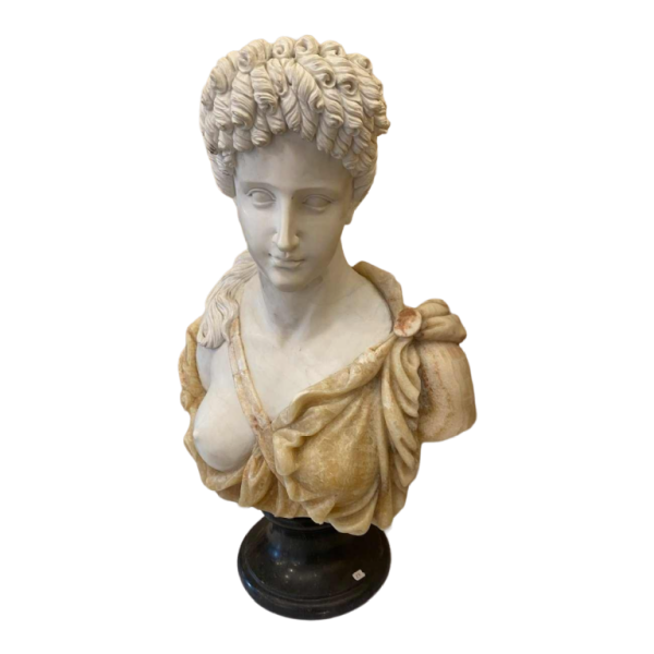 Large anonymous marble bust of a woman from the 1900s