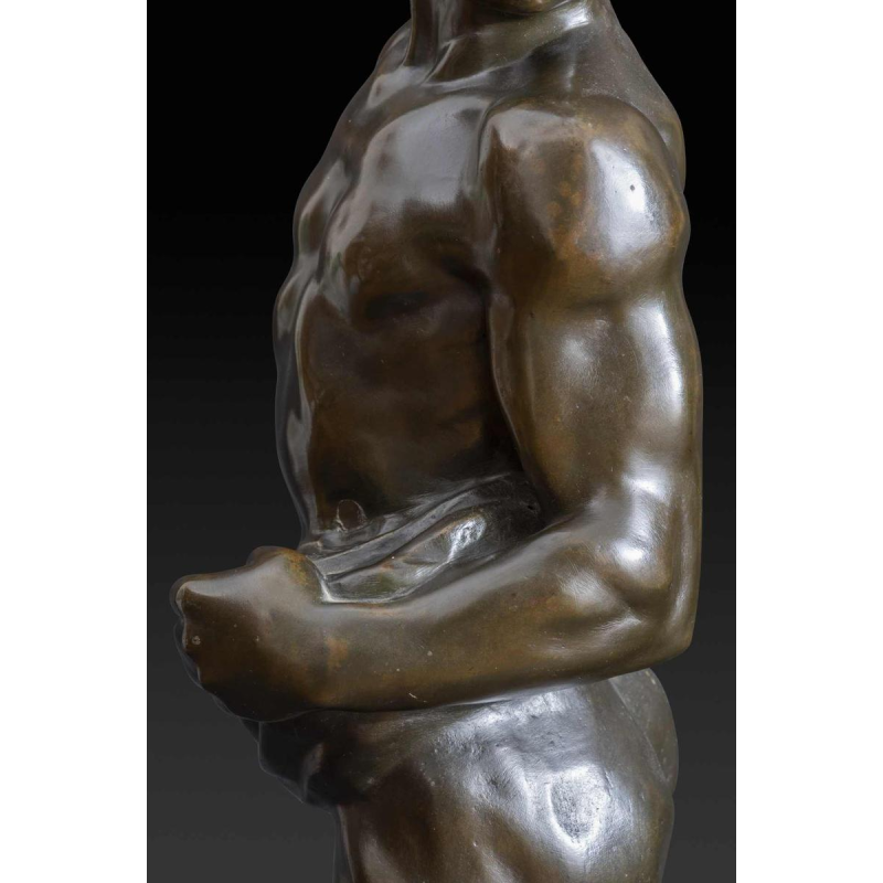 Jef Lambeaux "The Sower" bronze sculpture of a man, late 19th century