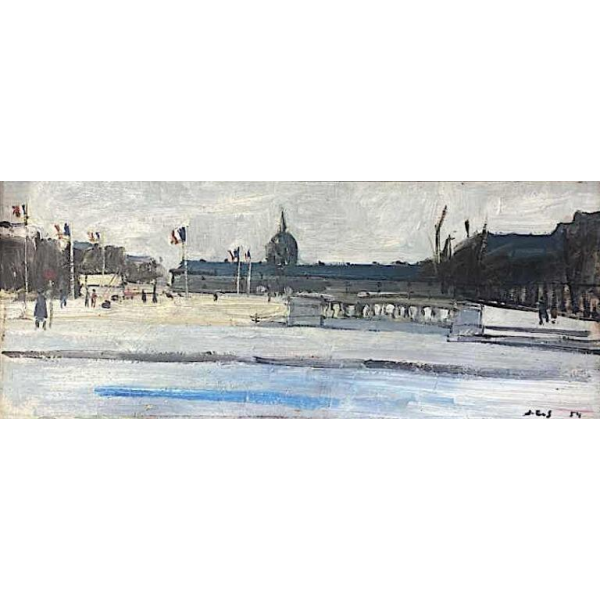 Jean Estève-Silly 'Les Invalides à Paris' peinture huile sur panneau, tableau signé et daté 1959