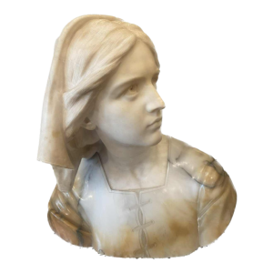 Giuseppe Bessi, sculpture marbre, buste de Jeanne d'Arc signé, fin 19ème siècle