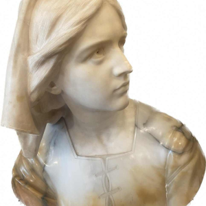Giuseppe Bessi, marmeren sculptuur, buste van Jeanne d'Arc gesigneerd, eind 19e eeuw