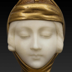 Buste en albâtre et en bronze doré "JEANNE D'ARC" de G. VAN VAERENBERGH