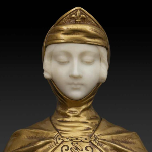 Buste en albâtre et en bronze doré "JEANNE D'ARC" de G. VAN VAERENBERGH