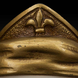 Albasten en vergulde bronzen buste van "JOAN OF ARC" door G. VAN VAERENBERGH: