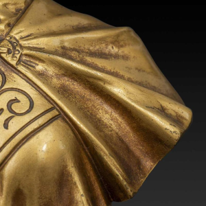 Albasten en vergulde bronzen buste van "JOAN OF ARC" door G. VAN VAERENBERGH: