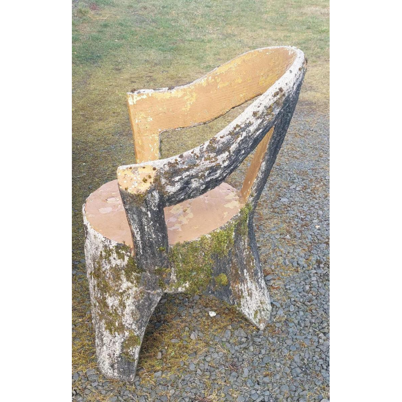 Tuinmeubelset 'Hout, boom, takken, stam' betonnen tafel en 4 stoelen, 20ste eeuw