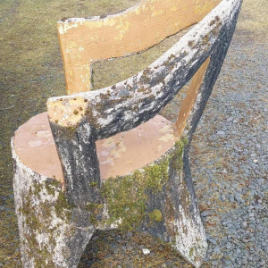 Salon de jardin 'Bois, arbre, branches, tronc' table et 4 chaises en béton, XXe s